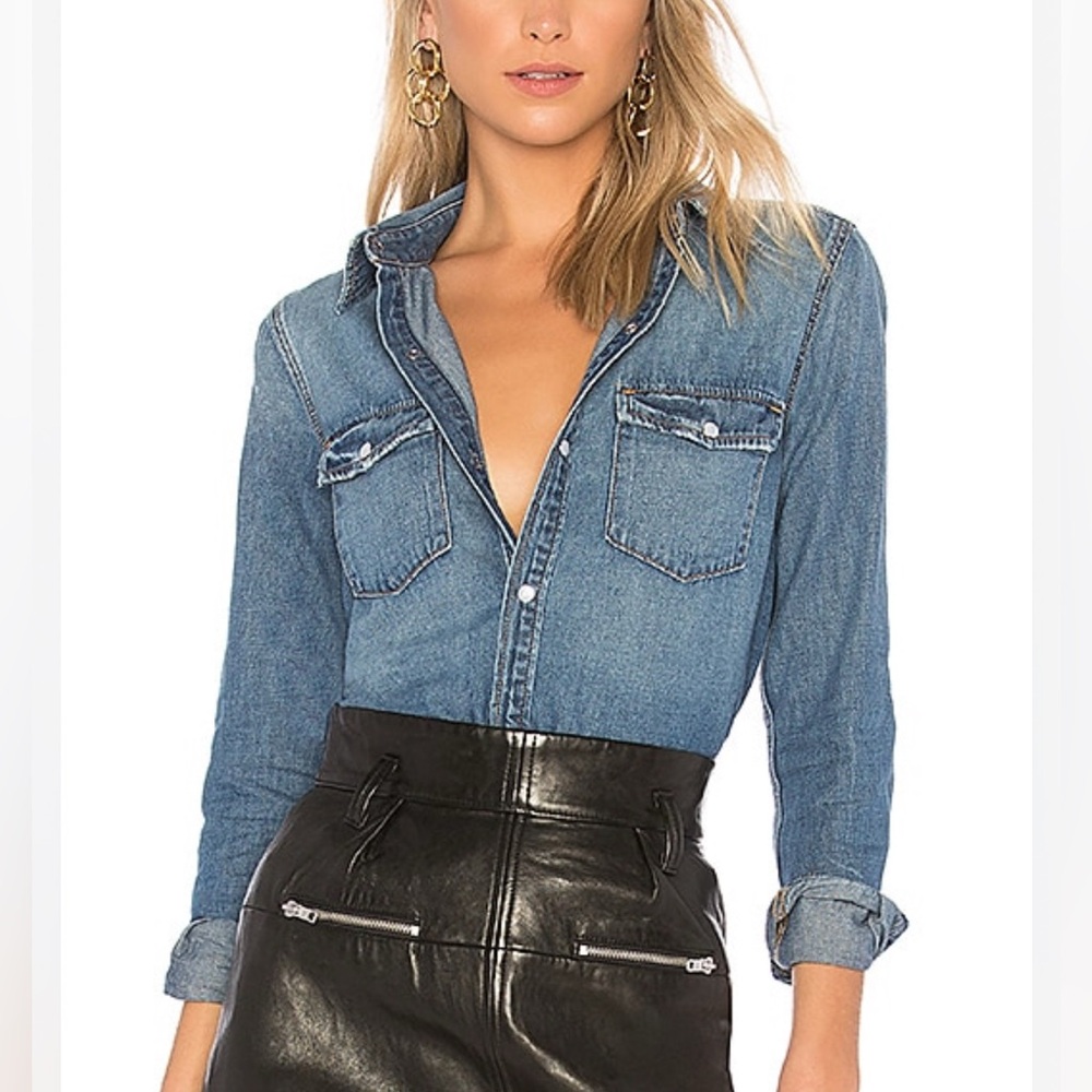 GRLFRND Lauren Denim Button Down Shirt